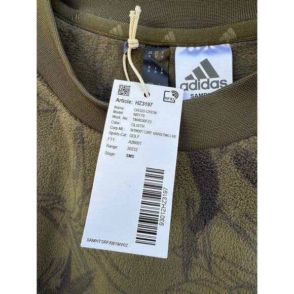 Adidas Oasis Crew Sweatshirt Olive Green Medium NWT - Picture 5 of 12